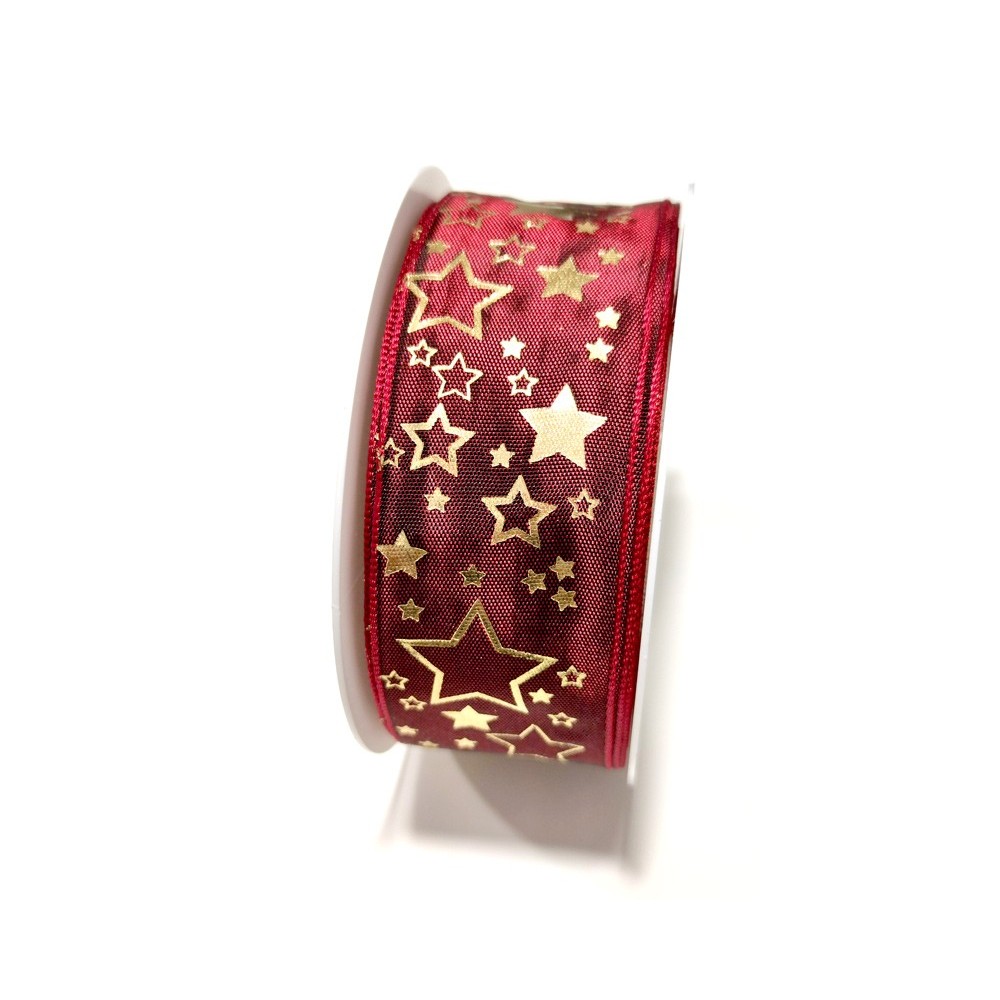 cinta-lazo-roja-estrellas-doradas-navidad-40mm