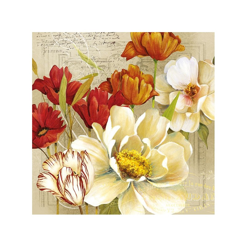 Servilletas Decoupage Ambiente Flores Coralie 33x33cm - Badabadoc Art