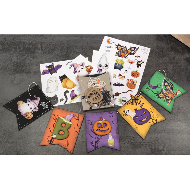Kit Manualidades Halloween para Niños Banderas Boo - Badabadoc Art