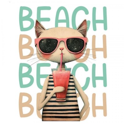 Transfer DTF Artis Decor Beach Cat 25x30cm