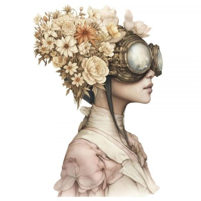 Transfer DTF Steampunk Flowers 2 Artis Decor 25x30cm