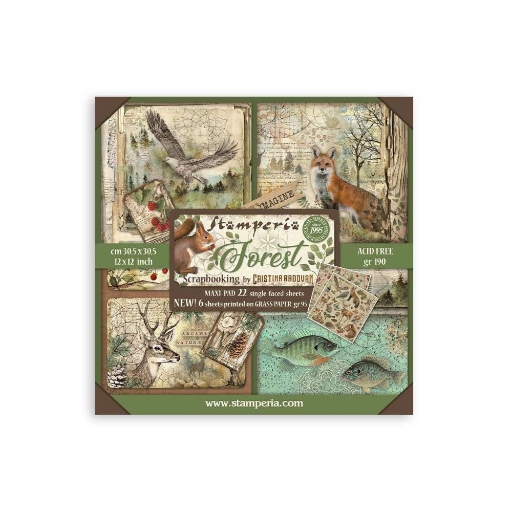 set-papeles-una-cara-forest-stamperia-12x12