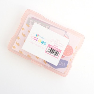 caja-plastico-rosa-almacenaje-scrapbooking-kimidori-4x6