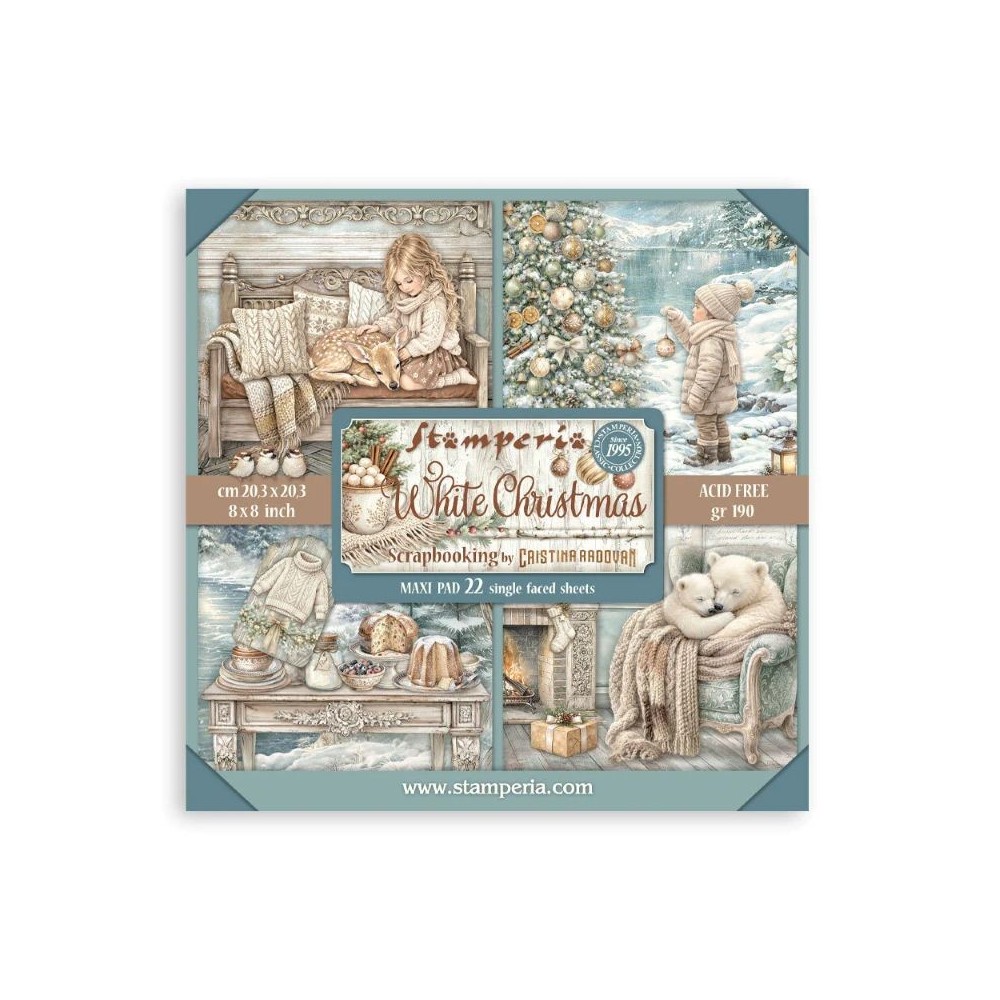 bloc-papel-una-cara-white-christmas-stamperia-8x8