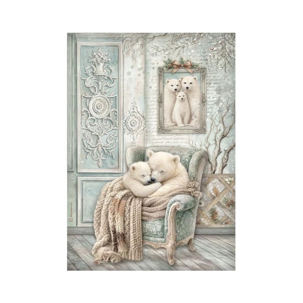 papel-arroz-white-christmas-osos-stamperia-a4