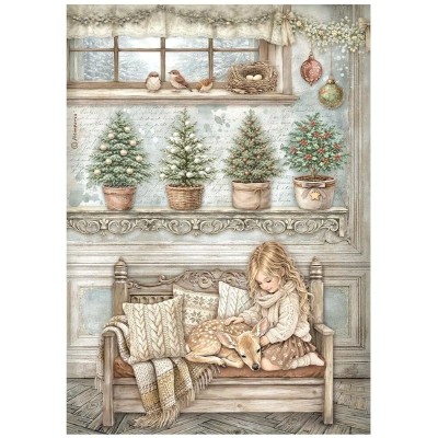 papel-arroz-white-christmas-niña-ciervo-stamperia-a4