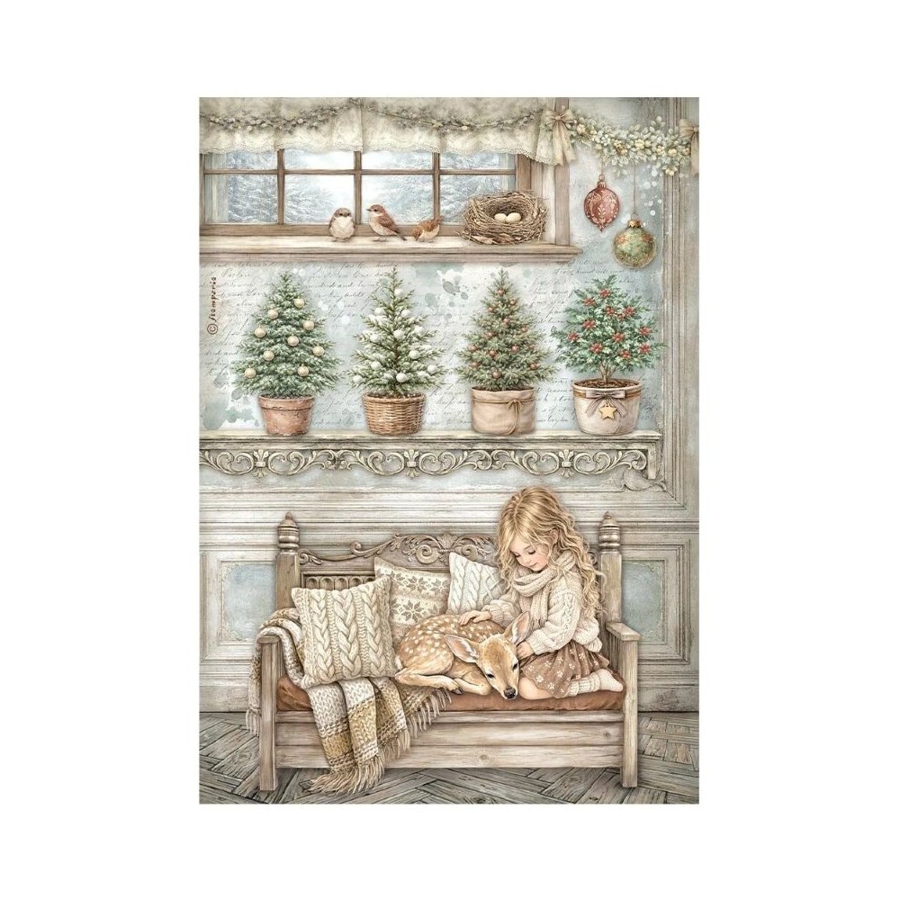 papel-arroz-white-christmas-niña-ciervo-stamperia-a4