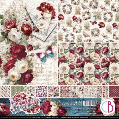 ciao-bella-bohemian-burgundy-basicos-patterns-pad-12x12