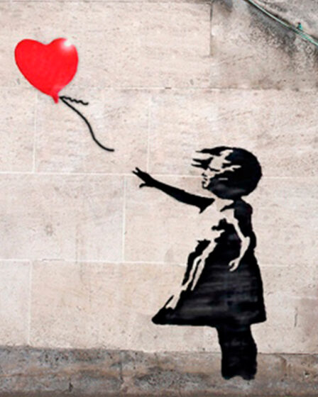 Técnica estarcido Niña con Globo de Banksy