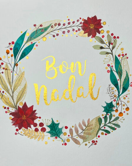 Taller acuarela iniciación corona Navidad