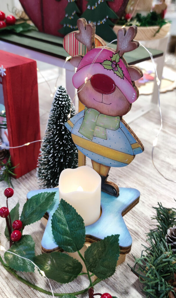 Adorno Navidad soporte vela reno Badabadoc Art