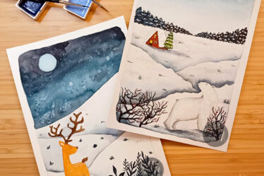 Clase de acuarela paisajes de invierno