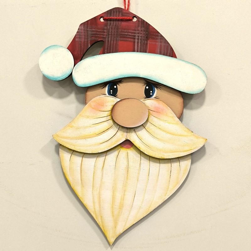 Papá Noel Hecho A Mano En Madera Con Corazón - Decoración Navideña Única Y Artesanal - Tamaño Grande